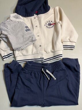 Tommy Hilfiger Navy & Cream Kids Jogger Set